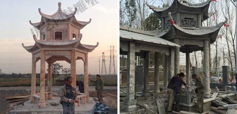 中式大理石涼亭安裝，石雕景觀亭子工廠，中式?jīng)鐾S家