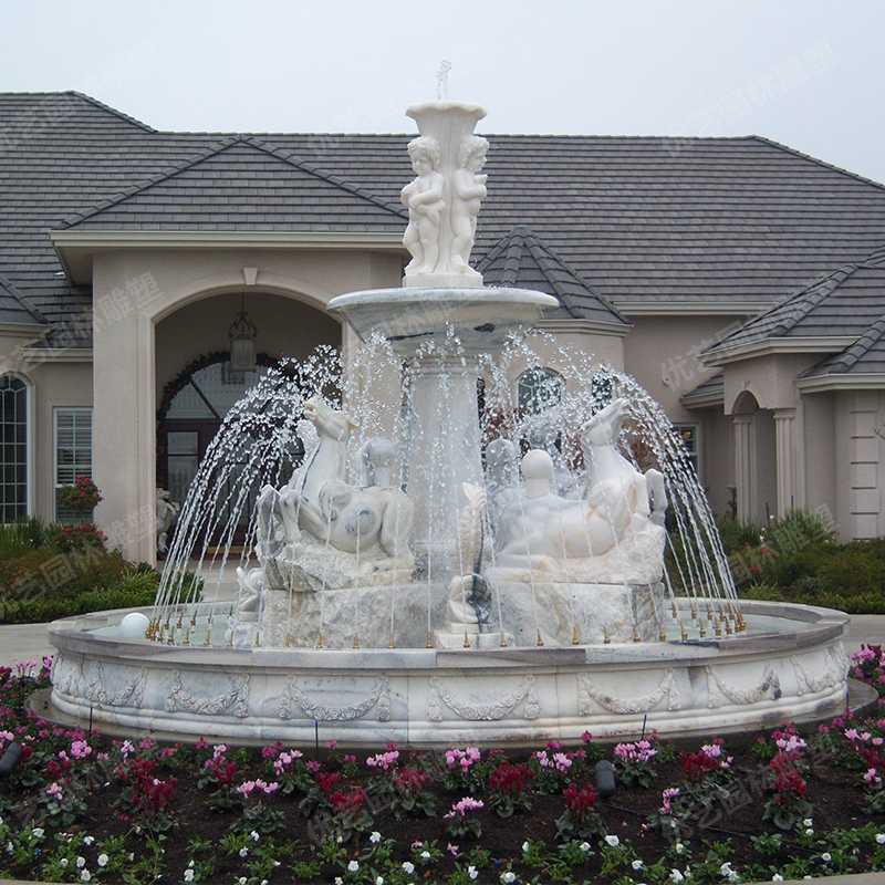 石雕噴泉，大理石噴泉，人物石雕噴泉